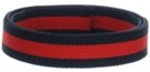 1-1/4" black and red striped acrylic webbing