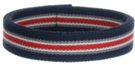 1-1/4" navy blue and red striped acrylic webbing