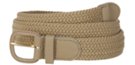beige braided stretch belt with leather buckle