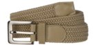 beige braided stretch belt with nickel buckle
