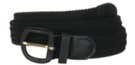 premium black braided stretch belt with leather buckle