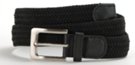 big black braided stretch belt with nickel buckle