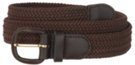brown braided stretch belt with leather buckle