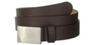 brown casual leather dress belt with solid hook-style nickel buckle
