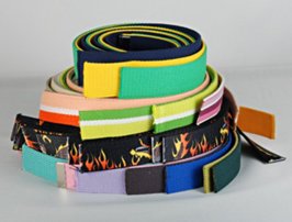 jumble of military belt straps