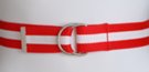 red and white D-ring web belt