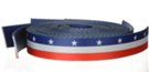 stars and stripes print on red white and blue webbing straps