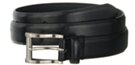 black dress belt with satin grain finish and nickel polish buckle