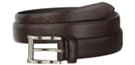 brown dress belt with satin grain finish and nickel polish buckle