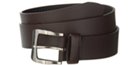 wide brown harness strap casual belt with nickel polish buckle