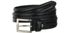 double tube leather dress belt, braided center, nickel buckle