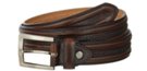 double tube leather dress belt, braided center, nickel buckle
