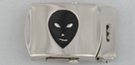 black stamped alien face nickel buckle