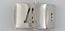 nickel polish military-style buckle with cut-out initial "A"