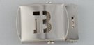 nickel polish military-style buckle with cut-out initial "B"