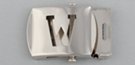 nickel polish military-style buckle with cut-out initial "W"