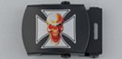 skull and Maltese cross black military buckle
