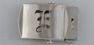 nickel polish military-style buckle with cut-out initial "E"