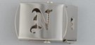 nickel polish military-style buckle with cut-out initial "N"