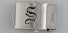 nickel polish military-style buckle with cut-out initial "S"