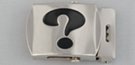 black stamped question-mark nickel buckle