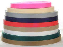 stack of narrow polypro webbing rolls