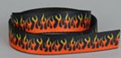 orange flames print on black nylon webbing strap