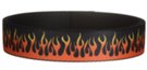 orange flames on black polyester webbing