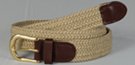wheat brown stretch belt with brass buckle