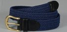 navy blue braided stretch belt with brass buckle