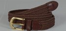 brown braided stretch belt with brass buckle