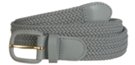gray braided stretch belt with leather buckle