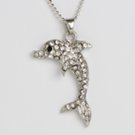 silver-tone dolphin rhinestone necklace 12 pak