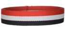 1-1/4" red white and navy blue striped acrylic webbing