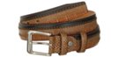 three skin embossed tan leather casual belt with nickel buckle