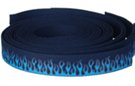 blue flames print on navy blue webbing strap