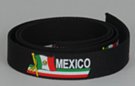 Mexican flag print on black webbing strap