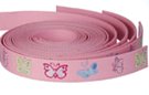 multi-color butterfly print on pink webbing strap