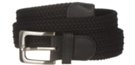 big wide black braided stretch belt with nickel buckle
