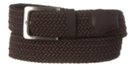 extra wide dark brown braided stretch belt with nickel buckle