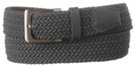 wide dark gray braided stretch belt with nickel buckle