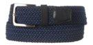 big wide navy blue braided stretch belt with nickel buckle
