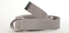 gray cotton yoga strap with D-ring buckle